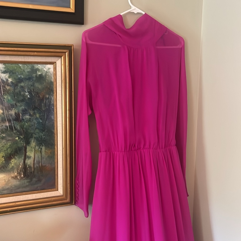 bcbg darci magenta xs s m silk neck tie dress gown prom pink long - Picture 4 of 7